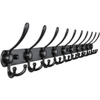 Dseap Coat Rack Wall Mounted - 5 Tri Hooks, Heavy Duty, Stainless Steel, Metal Coat Hook Rail for Coat Hat Towel Purse Robes Mudroom Bathroom Entryway (Black, 2 Packs)
