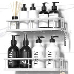 YASONIC Shower Caddy Adhesive, Rustproof Shower Organizer, Large Capacity Shower Shelves for Inside Shower, No Drilling Bathroom Organizers and Storage for Home Decor （2 Pack Black）