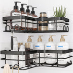 Sakugi Black Corner Shower Caddy Adhesive No Drilling Bathroom Shelves
