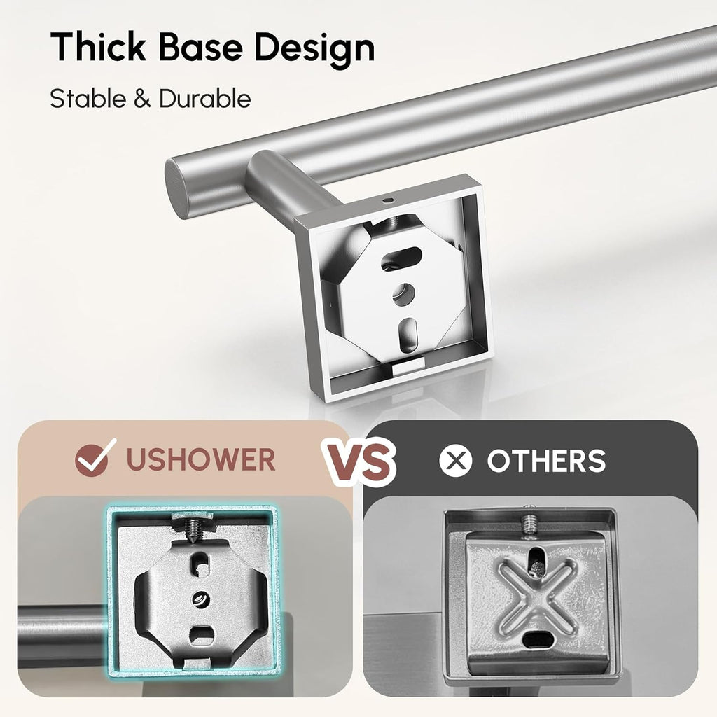 USHOWER Brushed Nickel Towel Bar, 24 Inch Towel Racks for Bathroom