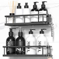 YASONIC Shower Caddy Adhesive, Rustproof Shower Organizer, Large Capacity Shower Shelves for Inside Shower, No Drilling Bathroom Organizers and Storage for Home Decor （2 Pack Black）