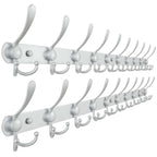 Dseap Coat Rack Wall Mounted - 5 Tri Hooks, Heavy Duty, Stainless Steel, Metal Coat Hook Rail for Coat Hat Towel Purse Robes Mudroom Bathroom Entryway (Black, 2 Packs)