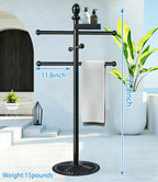 Pool Outdoor Towel Rack, 6 Bars with Top Tray Metal Heavy Duty Pool Accessories with Heavy Metal Base, Hot Tub Accessories Towel Dying Rack Towel Stand for Pool, Hot Tub etc