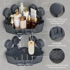Ettori 2 Pack Corner Shower Caddy with 4 Suction Cups, Pearl Gray