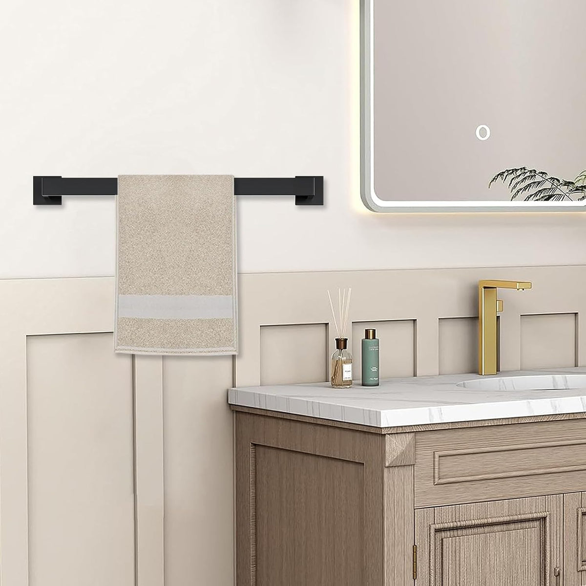 JOPOFI Towel Bar - 23.6 Inch Bathroom Towel Holder - Matte Black