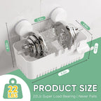 LUXEAR Shower Caddy Suction Cup NO-Drilling Removable Shower Shelf Powerful Heavy Duty Hold up to 22lbs, Waterproof Storage Basket for Shampoo & Toiletries Bathroom & Kitchen Caddy Organizer