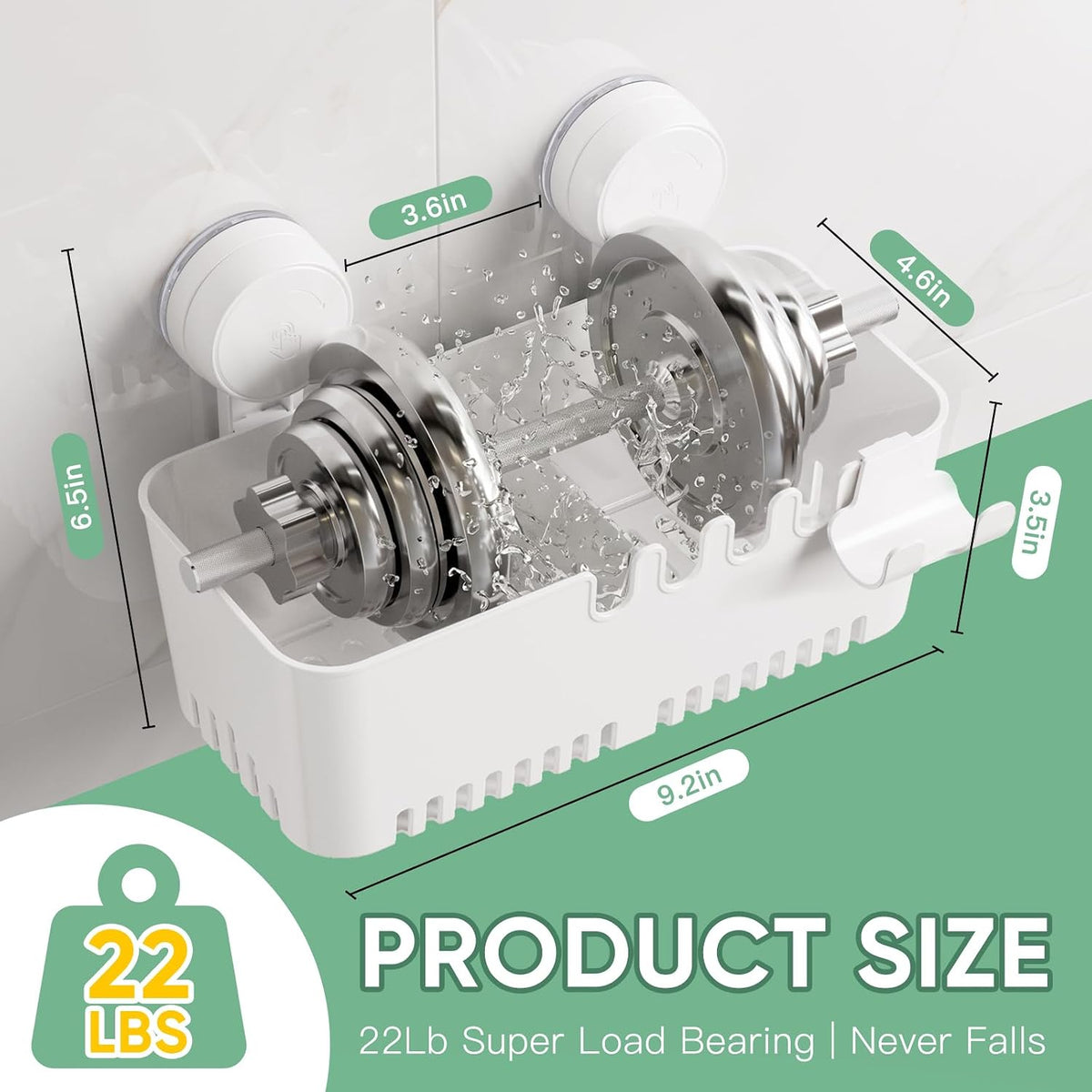 LUXEAR Shower Caddy Suction Cup Shower Basket 2 Pack, NO-Drilling Removable Plastic Shower Shelf Organizer for Bathroom Storage & Kitchen Max Hold 22lbs,Waterproof,One Second Installation Shower Rack