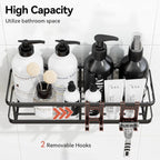 YASONIC Shower Caddy Adhesive, Rustproof Shower Organizer with Soap Holder, Large Capacity Shower Shelves for Inside Shower, No Drilling Bathroom Organizers and Storage for Home Decor 6 Pack Black