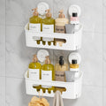 LEVERLOC Shower Caddy Suction Cup, Shower Organizer Removable Bathroom Shelf, Storage Suction Powerful Max Hold 22lbs Bathroom Caddy Waterproof Holder, White
