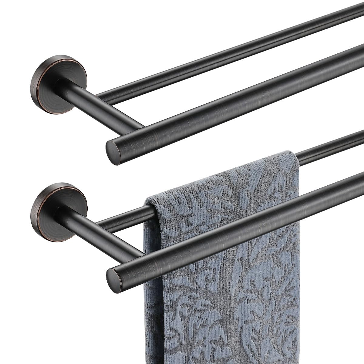 JQK Double Bath Towel Bar, 30 Inch 304 Stainless Steel Thicken 0.8mm Towel Rack for Bathroom, Towel Holder Brushed Finished Wall Mount, Useable Length 27 Inch, TB100L27-BN