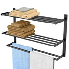 Bethom Bathroom Towel Rack with Bars, 24 Inch Towel Shelf, Brushed Nickel