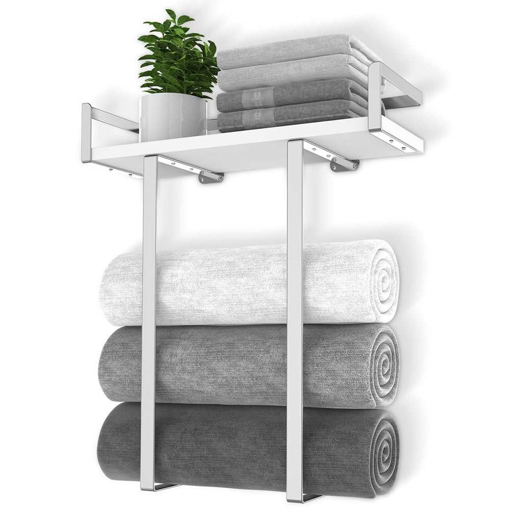 Xstydes Towel Racks for Bathroom, Metal Towel Holder with Storage Basket,Wall Towel Rack for Rolled Towels, Towel Storage for Small Bathroom.