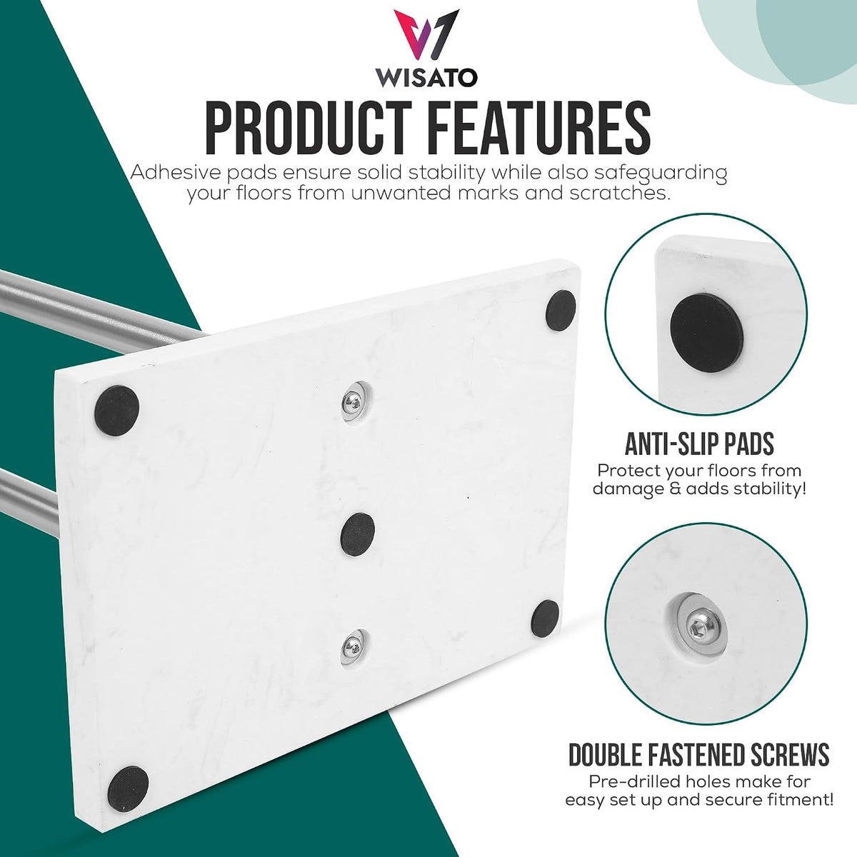Free Standing Towel Rack - Brushed Nickel Finish with Marble Base