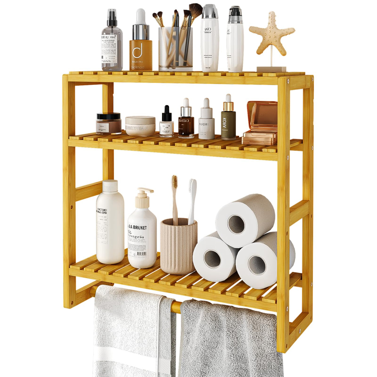 Galood Over The Toilet Storage Bathroom Shelves Wall Mounted 3 Tier Black
