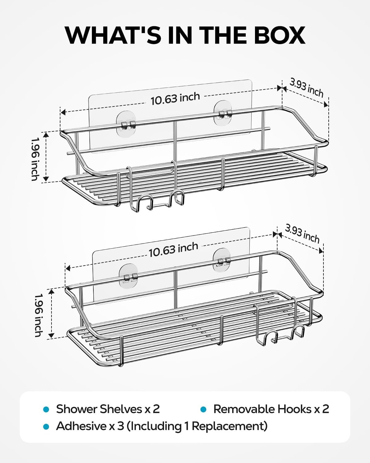 Nieifi Shower Caddy Adhesive, Shower Shelves, Shampoo Holder for Bathroom