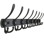 Dseap Coat Rack Wall Mounted - 5 Tri Hooks, Heavy Duty, Stainless Steel, Metal Coat Hook Rail for Coat Hat Towel Purse Robes Mudroom Bathroom Entryway (Black, 2 Packs)