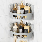 LEVERLOC Corner Shower Caddy Suction Cup, Shower Basket Suction Bathroom