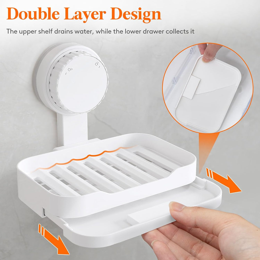 Lifewit Suction Cup Shower Caddy + Soap Dish, 26 cm/10"(L), Set of 2