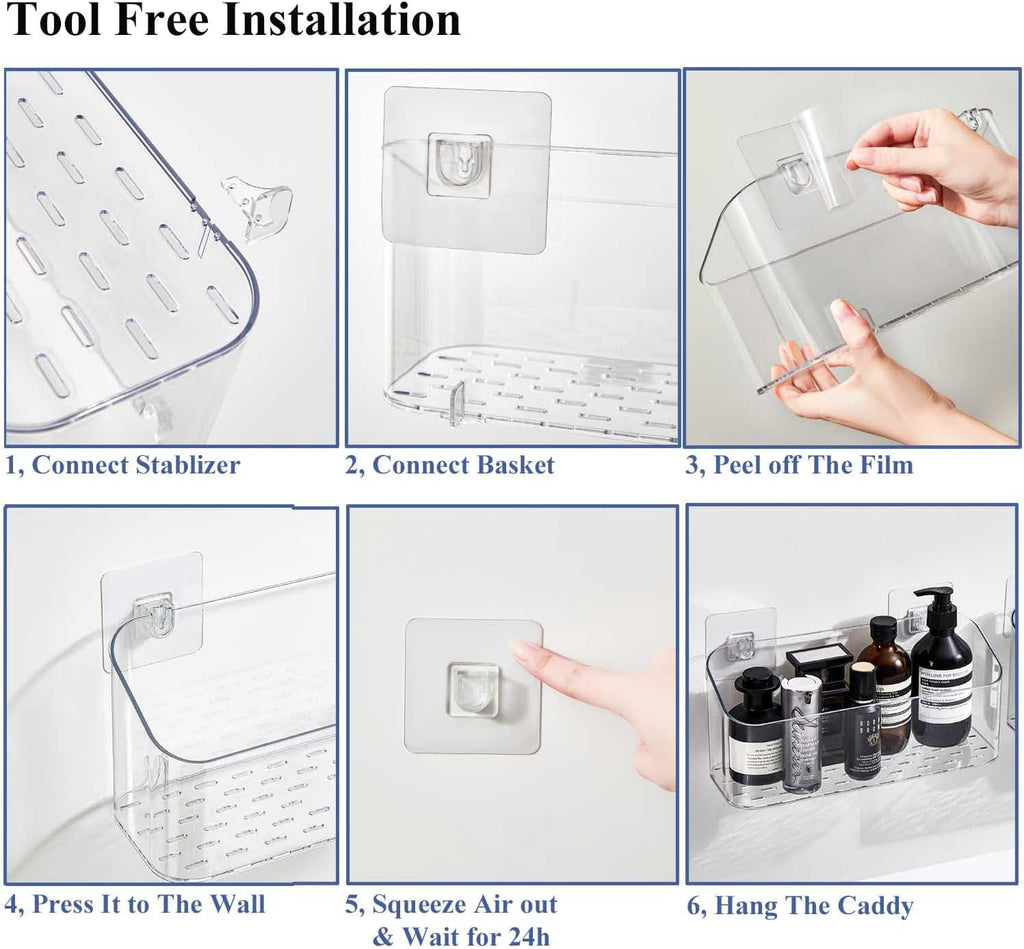 Bath Toy Storage Holder, 2 Pack Clear Bathtub Shower Caddy Shower Organizer