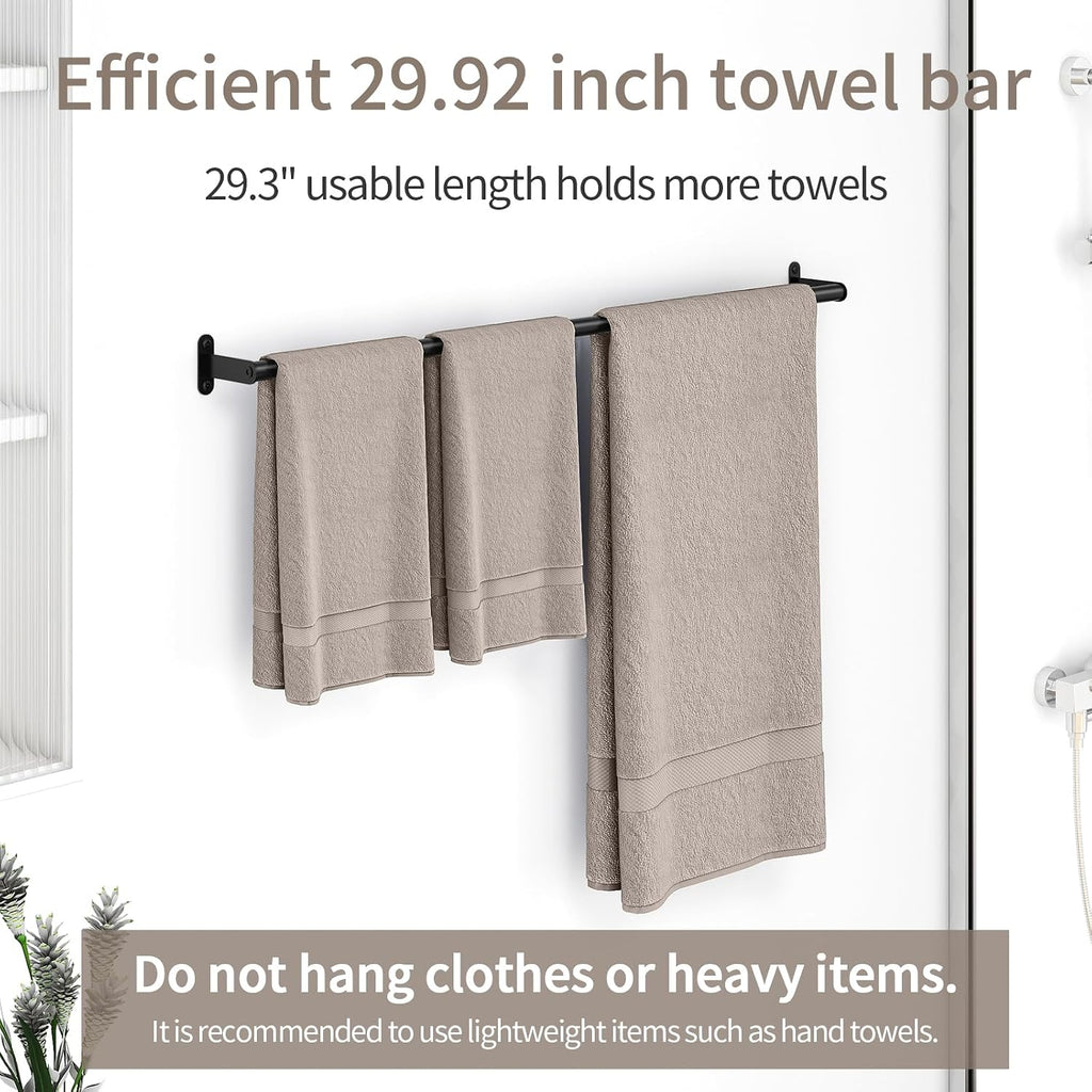 JUYSON Towel Bar for Bathroom, 30 Inch Single Towel Rack, Matte Black