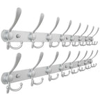 Dseap Coat Rack Wall Mounted - 5 Tri Hooks, Heavy Duty, Stainless Steel, Metal Coat Hook Rail for Coat Hat Towel Purse Robes Mudroom Bathroom Entryway (Black, 2 Packs)