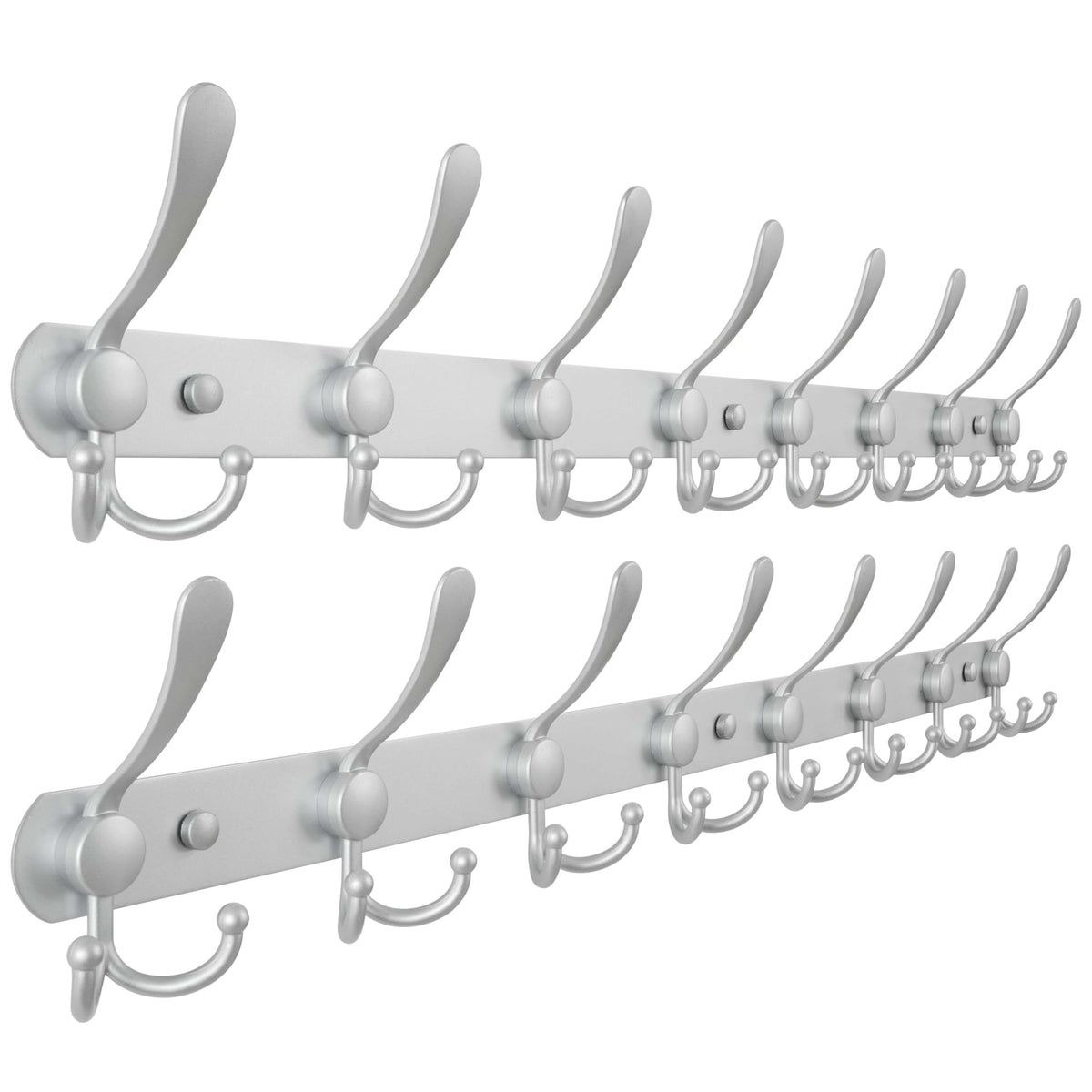 Dseap Coat Rack Wall Mounted - 5 Tri Hooks, Heavy Duty, Stainless Steel, Metal Coat Hook Rail for Coat Hat Towel Purse Robes Mudroom Bathroom Entryway (Black, 2 Packs)