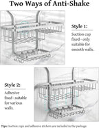 YASONIC Never Rust Shower Caddy Hanging, Aluminum Shower Racks for Inside Shower, 3-Tier Shower Organizer Hanging Over Shower Head with Hooks and Soap Holder, Silver