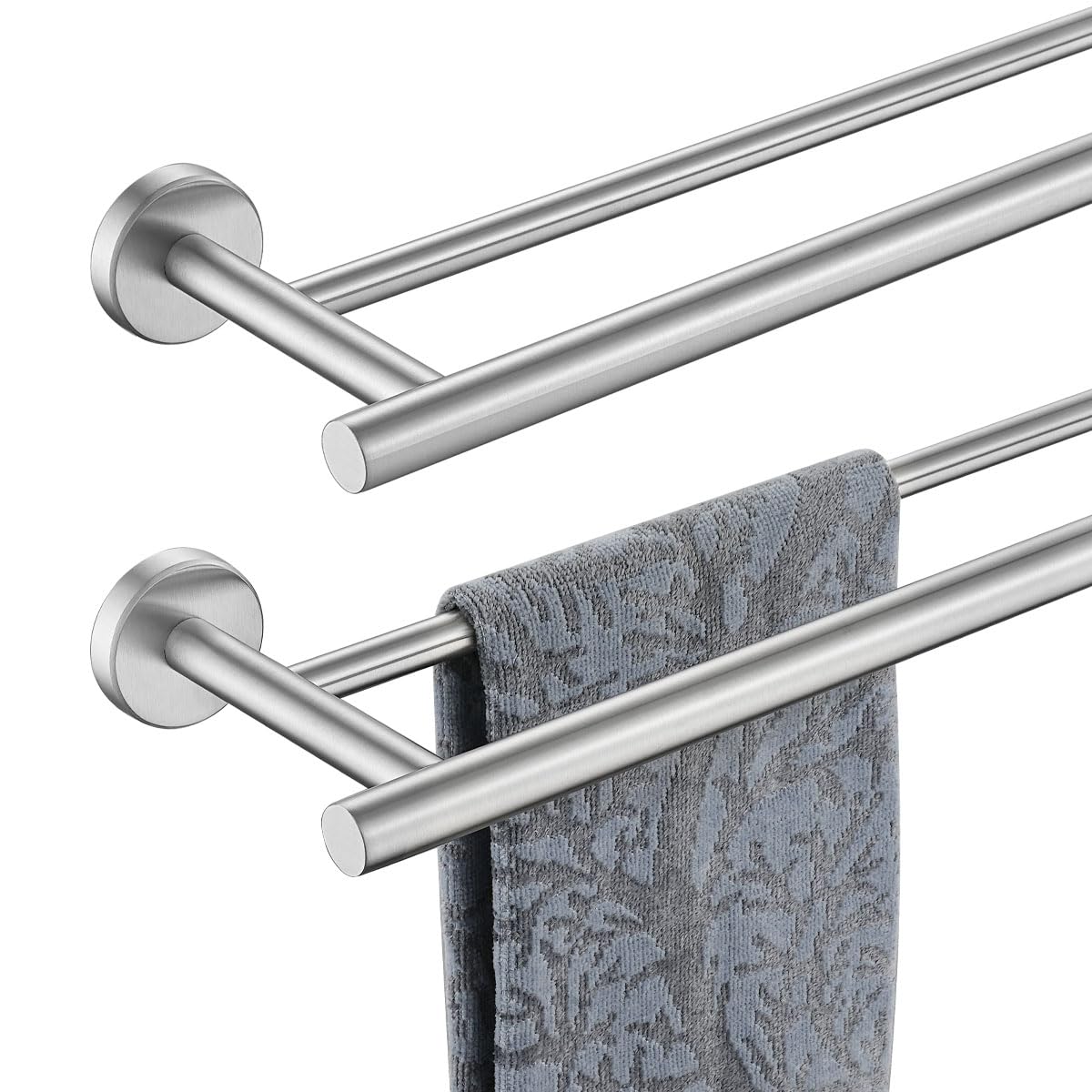 JQK Double Bath Towel Bar, 30 Inch 304 Stainless Steel Thicken 0.8mm Towel Rack for Bathroom, Towel Holder Brushed Finished Wall Mount, Useable Length 27 Inch, TB100L27-BN