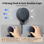 Ettori 2 Pack Corner Shower Caddy with 4 Suction Cups, Pearl Gray