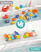 Bath Toy Storage Organizer 2 Pack, Bath Toy Holder with Drain Holes