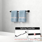 MKO Towel Bar for Bathroom, 24" 2 Pack Wall Mounted Towel Rack, Black