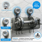 Abnaok 2026 Upgraded Bathroom Suction Storage Box, No Drill Bathroom Shelves with Drain Holes, Towel Rack, and Hooks, Load-Bearing, Removable Suction Cup Shower Caddy for Bathroom, Kitchen