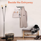 Optish Coat Rack Wall Mount, Wall Hooks for Hanging, Entry Coat Hooks Coat Hanger, Hat Rack Holder for Wall, Key Holder Purse Racks, Towel Rack for Bathrooms (2 Pack, Black)