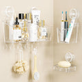 LUXEAR Suction Cup Shower Caddy, No Drilling Shower Caddy, White
