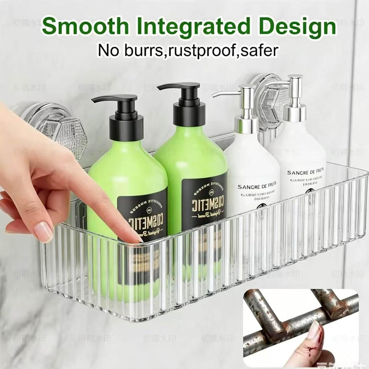 Shower Caddy Suction Cup Bathroom Shower Organizer for Bathroom Storage & Home Decor & Kitchen No Drilling Large Capacity Removable and Reusable Shower Shelves for Inside Shower. (clear, square)
