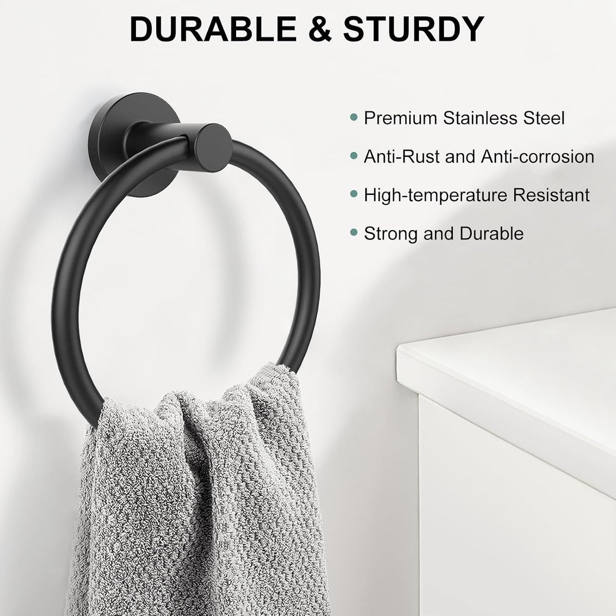 SetSail Towel Holder for Bathroom Wall Matte Black Towel Ring