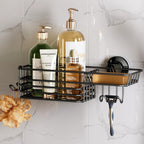 TAILI Shower Caddy Suction Cup 2 Pack with Hooks and Soap Holder, Silver