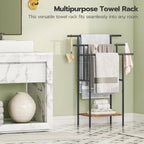 HOOBRO 39.4" Freestanding Towel Rack for Bathroom, Blanket Rack with Shelf
