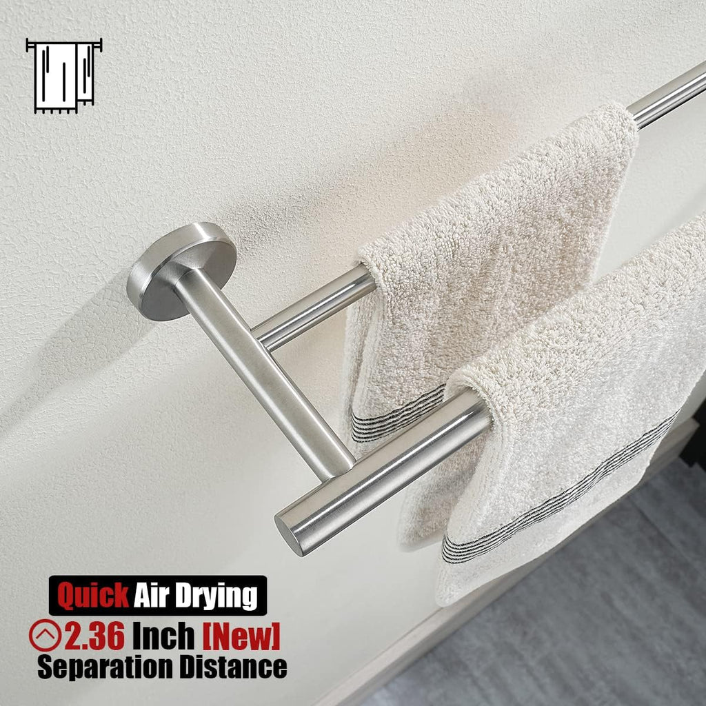 JQK Double Bath Towel Bar, 30 Inch 304 Stainless Steel Thicken 0.8mm Towel Rack for Bathroom, Towel Holder Brushed Finished Wall Mount, Useable Length 27 Inch, TB100L27-BN