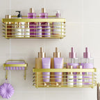 Shower Caddy Adhesive 3 Pack Stainless Steel Storage Organizers-Silver