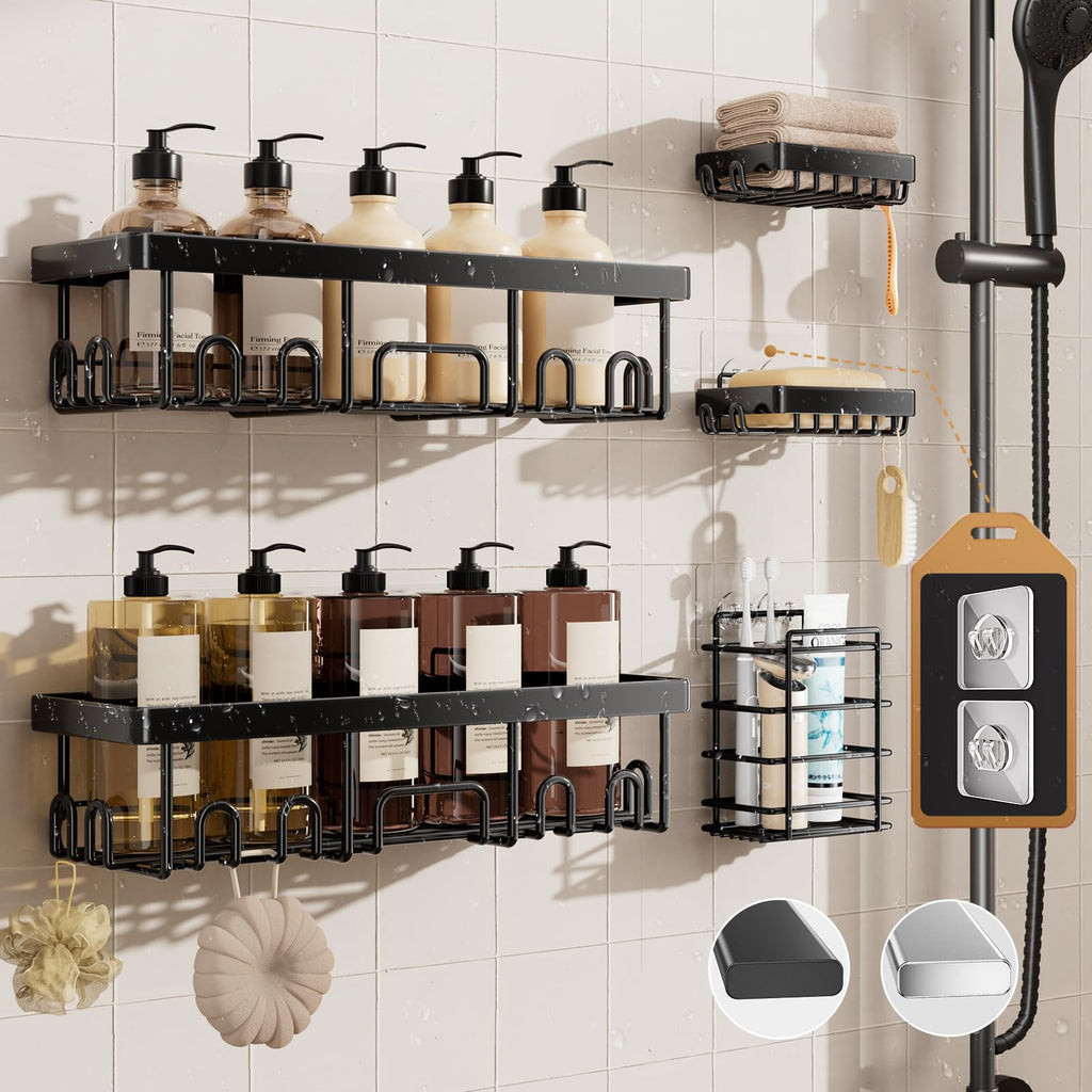 Veken Aluminum Corner Shower Caddy 4-Pack, Never Rust&Large Capacity, Grey
