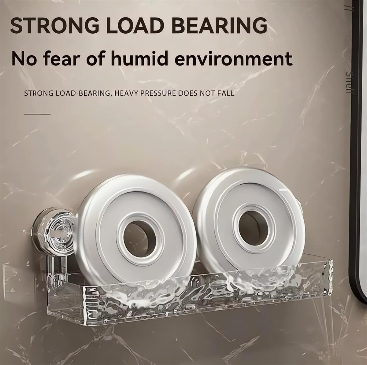 Corrugated Suction Cup Storage Holder Corner Shower Caddy Large Organizer Bathroom Shelf Clear Acrylic Shower Tray Shelves Inside Floating Shower Wall Shelf Bath Basket Rack Heavy Duty (Corner-Grey)