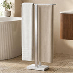 KES Standing Towel Racks for Bathroom 2-Tier, Floor Towel Rack Stand with Heavy Marble Base, Upgrade Steady Freestanding Design, Pro-Grade 18/8 Stainless Steel Brushed Finish, BTH217-2