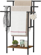 HOOBRO 39.4" Freestanding Towel Rack for Bathroom, Blanket Rack with Shelf