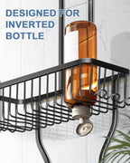 Shower Caddy Hanging - Never Rust Shower Hanging Organizer - Aluminum Over the ShowerHead Caddy with Soap Basket and 6 Hooks for Razor/Sponge (Black)