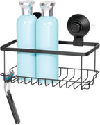 iDesign Push-Lock Suction Shower Basket, Satin