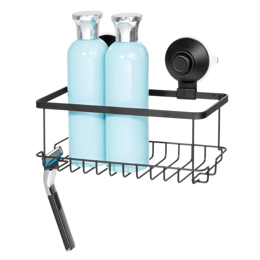 iDesign Push-Lock Suction Shower Basket, Satin