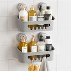 TAILI Shower Caddy Suction Cup 2 Pack, Heavy Duty Bathroom Organizer, Removable Shelves for Inside Shower, Shampoo, Waterproof Suction Plastic Storage for Bathroom Accessories Holder, White