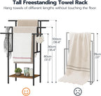 HOOBRO 39.4" Freestanding Towel Rack for Bathroom, Blanket Rack with Shelf
