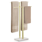 KES Standing Towel Racks for Bathroom 2-Tier, Floor Towel Rack Stand with Heavy Marble Base, Upgrade Steady Freestanding Design, Pro-Grade 18/8 Stainless Steel Brushed Finish, BTH217-2